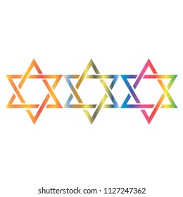 Three stars of David colored
