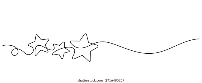 three stars decoration element one line drawing continuous handdrawn minimalist art copy space element