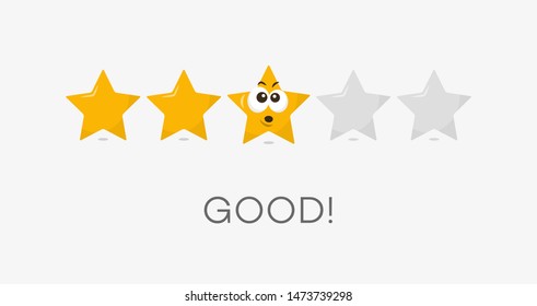 Three stars good rating symbol. Funny illustration - easy to use for your website or presentation.