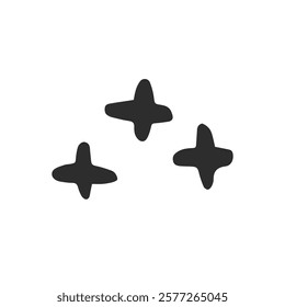 Three stars, graphic ink element, vector icon.