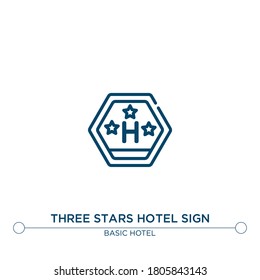 tres estrellas hotel firma el icono de la línea vector. Ilustración de elemento simple. tres estrellas símbolo de contorno de hotel firma del concepto básico del conjunto de hoteles. Se puede usar para web y móvil
