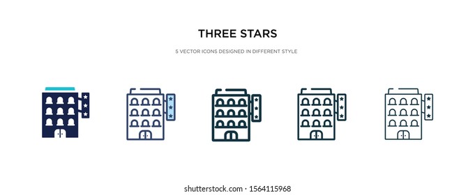 three stars icon in different style vector illustration. two colored and black three stars vector icons designed in filled, outline, line and stroke style can be used for web, mobile, ui