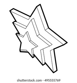Three stars icon in outline style on a white background vector illustration