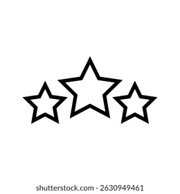 Símbolo vetor simples de ícone de três estrelas