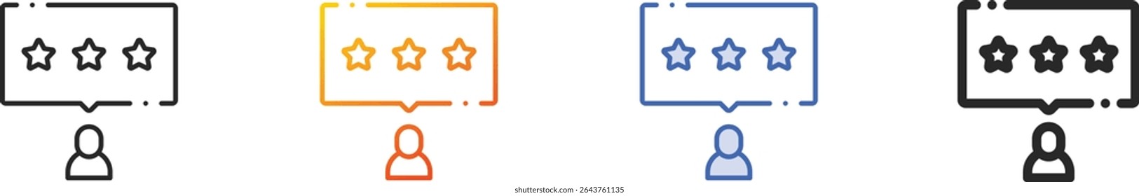 three stars icon.Thin Linear, Gradient, Blue Stroke and bold Style Design Isolated On White Background