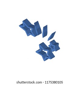 Three stars isometric left top view 3D icon