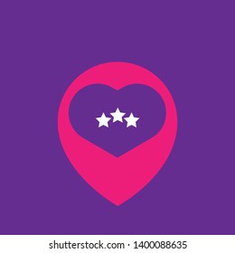 three stars map pin.three stars logo concept. 