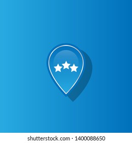 three stars map pin.three stars logo concept. 