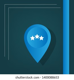 three stars map pin.three stars logo concept. 