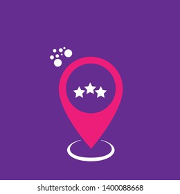 three stars map pin.three stars logo concept. 