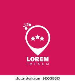 three stars map pin.three stars logo concept. 