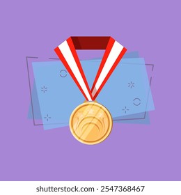 Three stars medal illustration. Star, medal, winner. Competition concept. Vector illustration can be used for topics like tournament, competition, winning