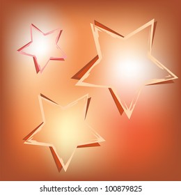 Three stars on shining background. Vector template illustration.