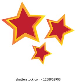 

Three stars on white background