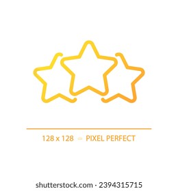 Three stars pixel perfect gradient linear vector icon. Product and service rating. Positive ranking symbol. Thin line color symbol. Modern style pictogram. Vector isolated outline drawing