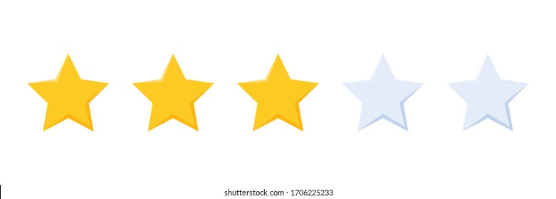 three stars rating button for experience reviews on application or website ,stars rating icon vector