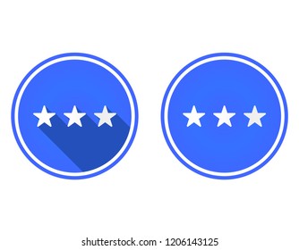 Three stars round flat icon, rating icon isolated on white background