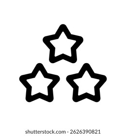 Three stars in a row vector icon illustration
