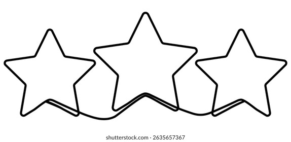 Dibujo de líneas continuas de Formas de tres estrellas. Concepto de Comentarios. Ilustración vectorial aislada en blanco.	