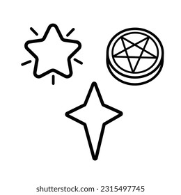 Icono vectorial de tres estrellas aislado en fondo blanco cuadrado. Sencilla decoración minimalista minimalista con elementos de dibujos artísticos estilizados.