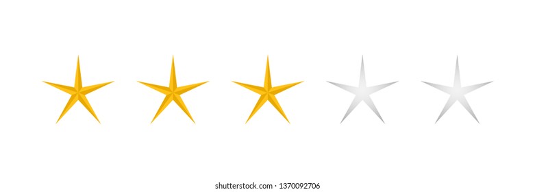 Three stars vector icon. Star rating, customer product review.