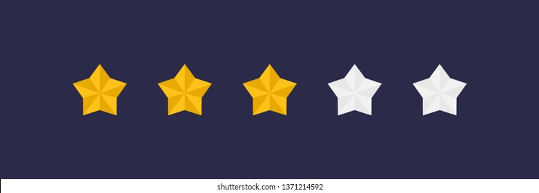 Three stars vector icon. Star rating, customer product review.