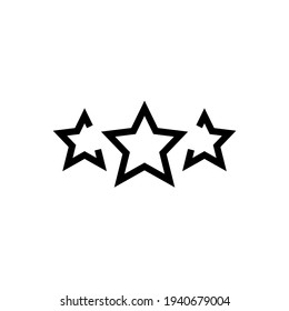 Three Stars, Vector Illustration Icon, Rating, Review, Linear Icon, Editable Stroke