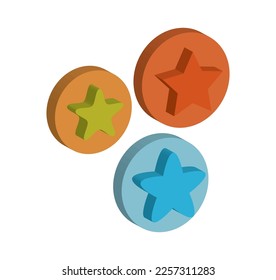 tres estrellas, ilustración vectorial, fondo blanco 