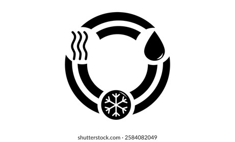 three states of water, black isolated silhouette