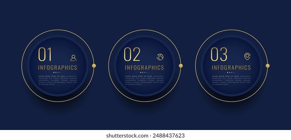 Drei-Stufen-Business-Paket für Infografik Golden Banner Design Vektorgrafik