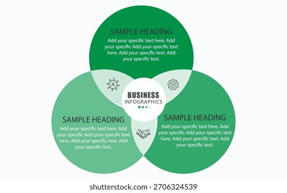 Three step circle shape infographics template design