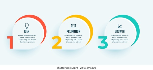 three step corporate infographic sequence timeline banner design vector