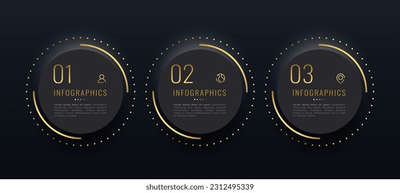three step flowchart infographic banner for modern business vector