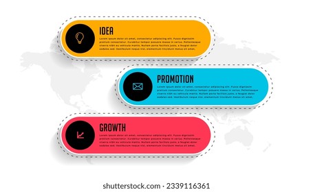 plantilla de gráfico infográfico de tres pasos para vector de presentación corporativa