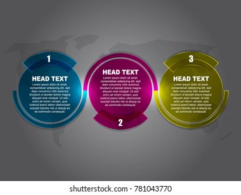 Three step infographic and circle and colorful
