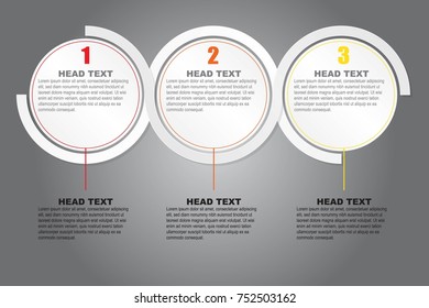 three step infographic and circle and line