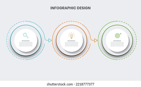 Three step infographic design template with buttons