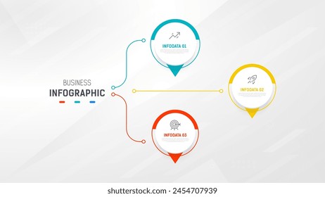 Three Step Infographic label design Vector template with line icons. process steps diagram, presentations, workflow layout, banner, flow chart, info graph vector illustration.