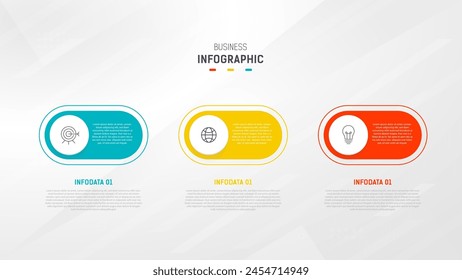 Drei-Stufen-Infografik-Label-Design-Vektorgrafik-Vorlage mit Liniensymbolen. Prozessschrittdiagramm, Präsentationen, Workflow-Layout, Banner, Flussdiagramm, Infografik-Vektorillustration.