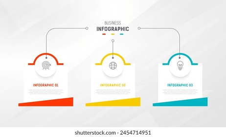 Drei-Stufen-Infografik-Label-Design-Vektorgrafik-Vorlage mit Liniensymbolen. Prozessschrittdiagramm, Präsentationen, Workflow-Layout, Banner, Flussdiagramm, Infografik-Vektorillustration.