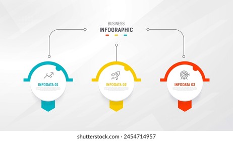 Three Step Infographic label design Vector template with line icons. process steps diagram, presentations, workflow layout, banner, flow chart, info graph vector illustration.