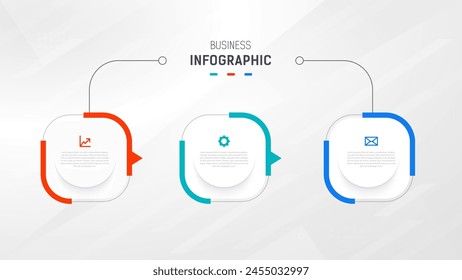 Three Step Infographic label design Vector template with line icons. process steps diagram, presentations, workflow layout, banner, flow chart, info graph vector illustration.