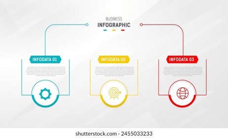 Three Step Infographic label design Vector template with line icons. process steps diagram, presentations, workflow layout, banner, flow chart, info graph vector illustration.