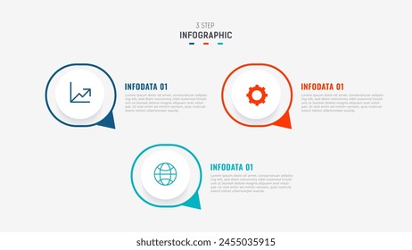 Three Step Infographic label design Vector template with line icons. process steps diagram, presentations, workflow layout, banner, flow chart, info graph vector illustration.