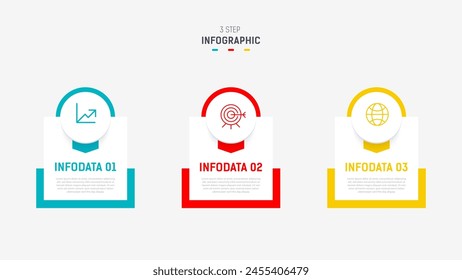 Three Step Infographic label design Vector template with line icons. process steps diagram, presentations, workflow layout, banner, flow chart, info graph vector illustration.