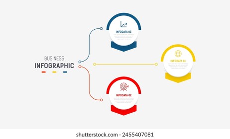 Three Step Infographic label design Vector template with line icons. process steps diagram, presentations, workflow layout, banner, flow chart, info graph vector illustration.