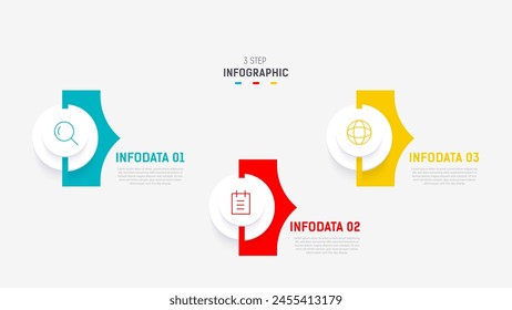 Three Step Infographic label design Vector template with line icons. process steps diagram, presentations, workflow layout, banner, flow chart, info graph vector illustration.