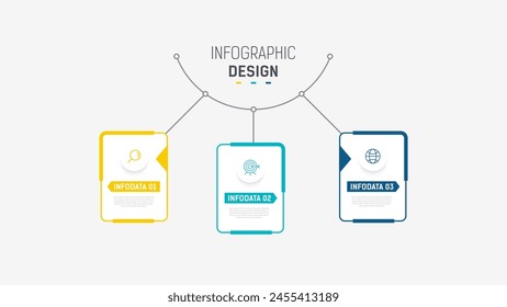 Three Step Infographic label design Vector template with line icons. process steps diagram, presentations, workflow layout, banner, flow chart, info graph vector illustration.