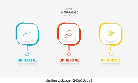 Three Step Infographic label design Vector template with line icons. process steps diagram, presentations, workflow layout, banner, flow chart, info graph vector illustration.