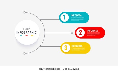 Plantilla de Vector de diseño de etiquetas de infografía de tres pasos con íconos de línea. diagrama de pasos de proceso, presentaciones, diseño de flujo de trabajo, Anuncio, diagrama de flujo, Ilustración vectorial de infografía.